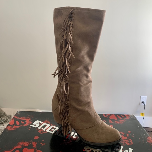Fergalicious Shoes - Fringe Suede Boots